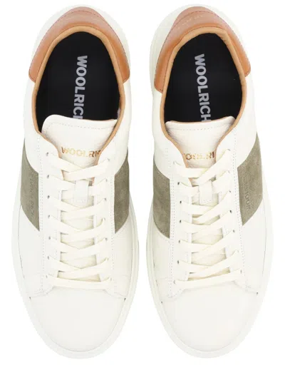Woolrich Low-top Sneakers With Olive Suede Accents And Tan Leather Detailing In Neutral