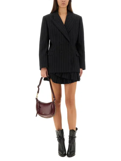 Isabel Marant "maia" Pinstripe Jacket With Belt In Black