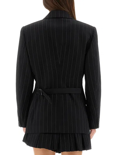 Isabel Marant "maia" Pinstripe Jacket With Belt In Black