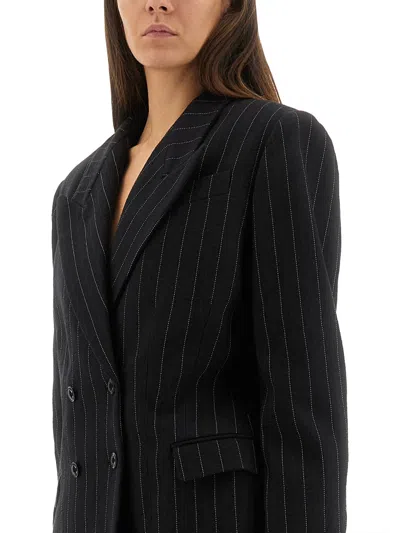 Isabel Marant "maia" Pinstripe Jacket With Belt In Black