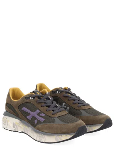 Premiata Suede And Mesh Sneakers With Rubber Sole
