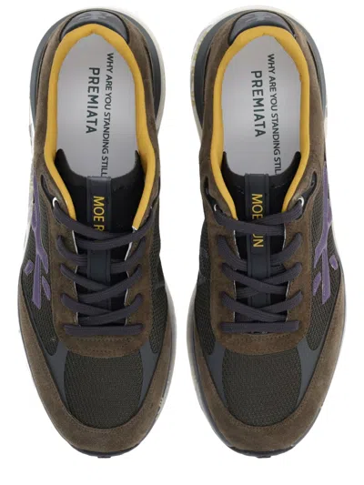 Premiata Suede And Mesh Sneakers With Rubber Sole