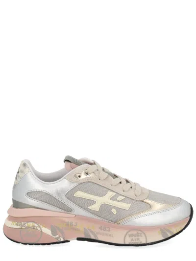 Premiata Chunky Multicolour Sneakers With Metallic And Leather Panels In Pink