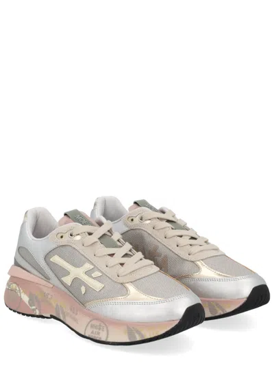 Premiata Chunky Multicolour Sneakers With Metallic And Leather Panels In Pink
