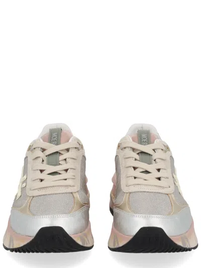 Premiata Chunky Multicolour Sneakers With Metallic And Leather Panels In Pink
