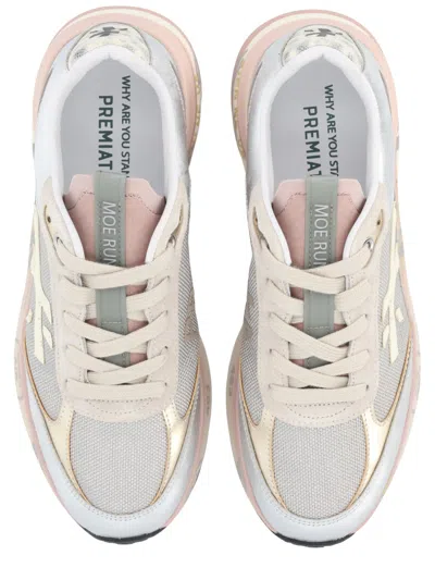 Premiata Chunky Multicolour Sneakers With Metallic And Leather Panels In Pink