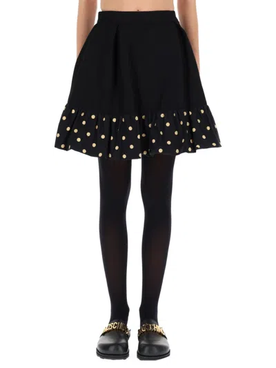 Moschino Midi Skirt With Polka Dots And Ruffles In Multi