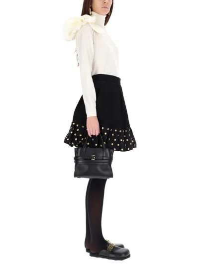 Moschino Midi Skirt With Polka Dots And Ruffles In Multi