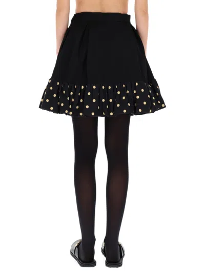 Moschino Midi Skirt With Polka Dots And Ruffles In Multi