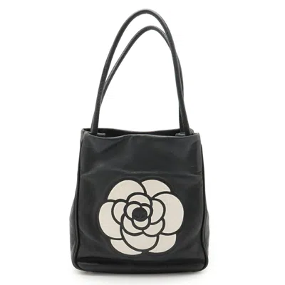 Pre-owned Chanel Black White Leather Shoulder Bag Tote Bag () In Multi