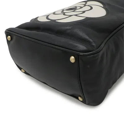 Pre-owned Chanel Black White Leather Shoulder Bag Tote Bag () In Multi