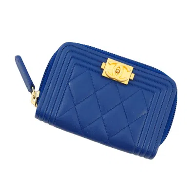 Pre-owned Chanel Blue Leather Coin Purse/coin Case ()