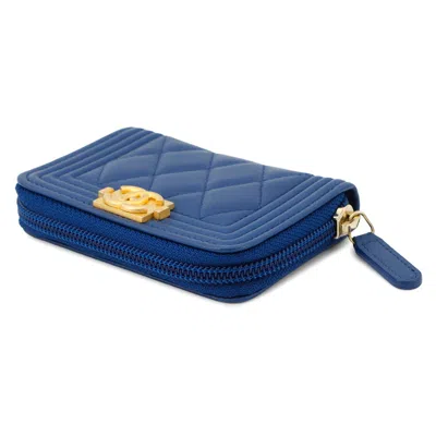Pre-owned Chanel Blue Leather Coin Purse/coin Case ()
