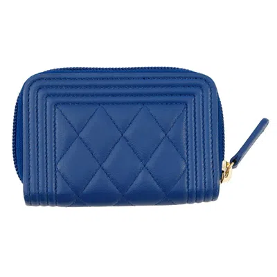 Pre-owned Chanel Blue Leather Coin Purse/coin Case ()