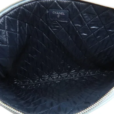 Pre-owned Chanel Blue Navy Leather Clutch Bag ()