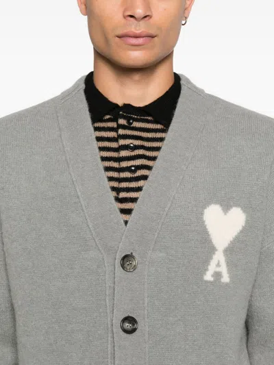 Ami Alexandre Mattiussi Ami Paris Ami Paris De Coeur Wool Cardigan In Multi