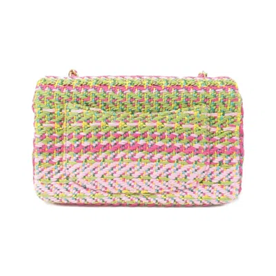Pre-owned Chanel Green Pink Cotton Shoulder Bag ()
