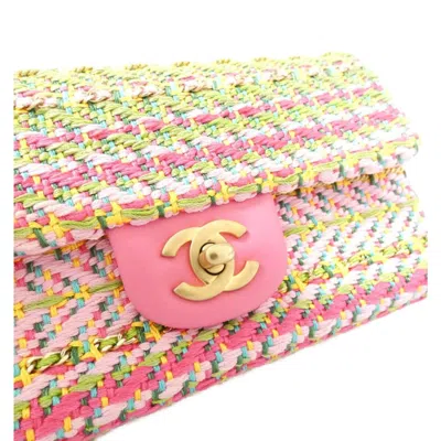 Pre-owned Chanel Green Pink Cotton Shoulder Bag ()