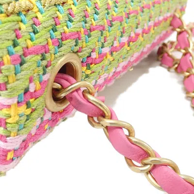 Pre-owned Chanel Green Pink Cotton Shoulder Bag ()