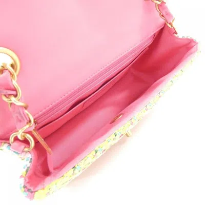 Pre-owned Chanel Green Pink Cotton Shoulder Bag ()