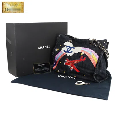 Pre-owned Chanel Multi-color Navy Denim Tote Bag ()