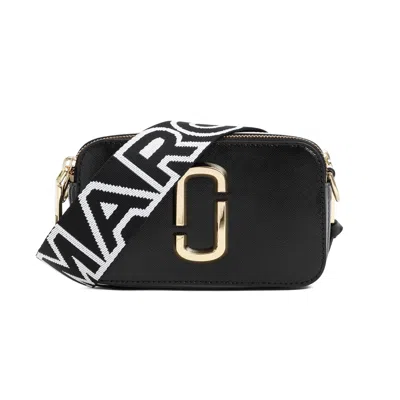 Marc Jacobs Compact Textured Leather Bag With Gold-tone Logo In Black
