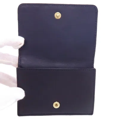 Pre-owned Chanel Navy Leather Wallet (tri-fold) () In Blue