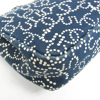 Pre-owned Chanel No.5 Navy Cotton Rhinestone Shoulder Bag () In Blue