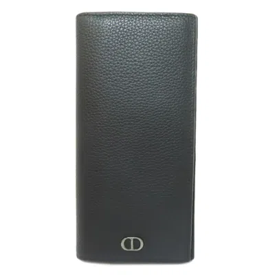 Pre-owned Dior Christian  Black Leather Long Wallet (bi-fold) ()