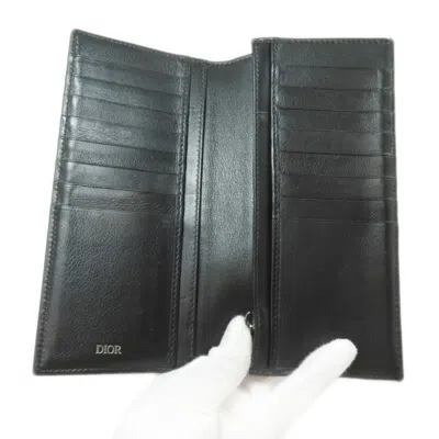 Pre-owned Dior Christian  Black Leather Long Wallet (bi-fold) ()