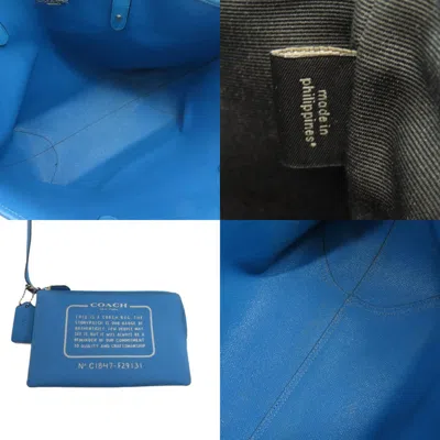 Pre-owned Coach Black Blue Pvc Tote Bag () In Multi