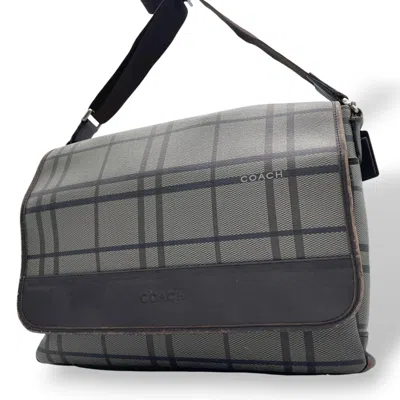 Pre-owned Coach Black Gray Pvc Messenger Bag Shoulder Bag () In Multi
