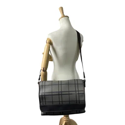 Pre-owned Coach Black Gray Pvc Messenger Bag Shoulder Bag () In Multi
