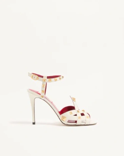 Valentino Garavani Studdy Kidskin Sandal 100mm Woman Ivory 42 In White