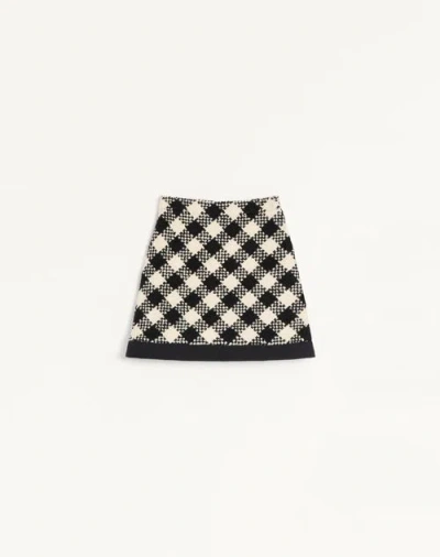 Valentino Damier Tweed Skirt Woman Birch/black 44 In Black