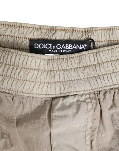 Dolce & Gabbana Beige Nylon Beachwear Men Boxer Short Swimwear In Gold