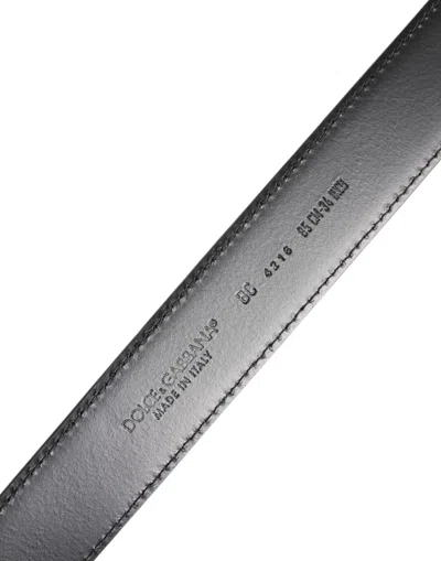 Dolce & Gabbana Black Classic Calf Leather Silver Buckle Belt In Black
