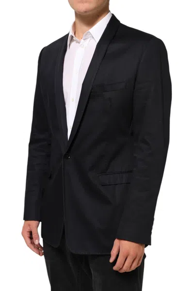 Pre-owned Dolce & Gabbana Black Cotton 1 Button Suit Jacket Men's Blazer ()