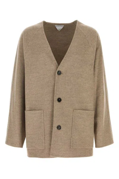 Bottega Veneta Dove Grey Wool Blend Cardigan In Brown