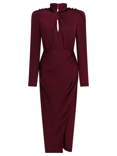 Self-portrait Side-slit Midi Dresses In Burgundy