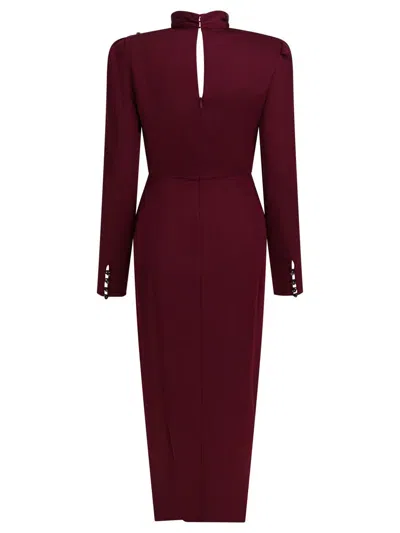 Self-portrait Side-slit Midi Dresses In Burgundy