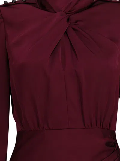 Self-portrait Side-slit Midi Dresses In Burgundy