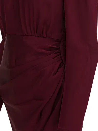 Self-portrait Side-slit Midi Dresses In Burgundy