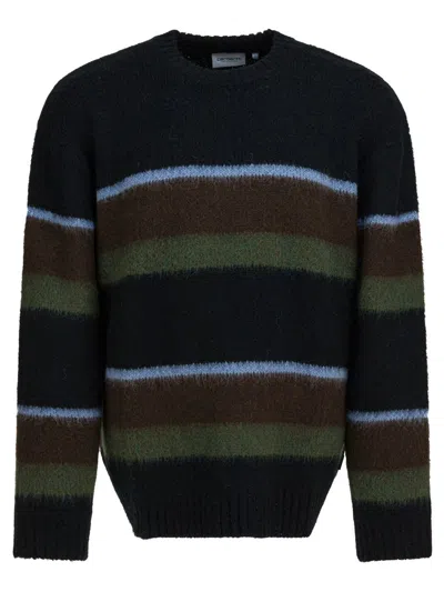 Carhartt Mens Sundling Palisander Merton Striped Knitted Jumper In Black