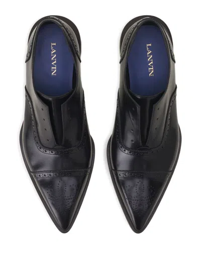 Lanvin Brogue Oxford Shoe In Shiny Leather In Black