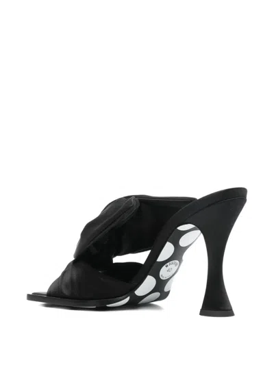 Moschino Satin Mules With Bow Detail And Square Toe In Black