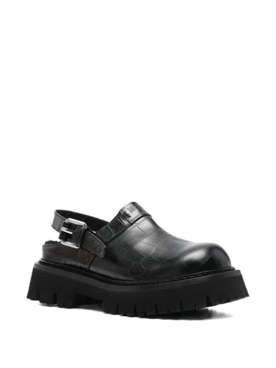 Moschino Chunky Platform Slingback Sandals Buckle Detail In Black