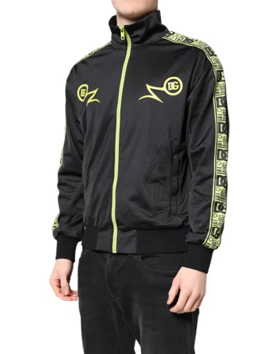 Pre-owned Dolce & Gabbana Black Logo Turtleneck Zip Bomber Men's Jacket ()