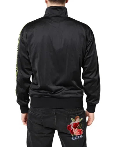 Pre-owned Dolce & Gabbana Black Logo Turtleneck Zip Bomber Men's Jacket ()