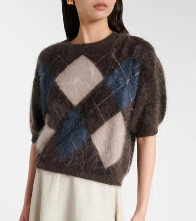 Lisa Yang Juniper Argyle Knitted Cashmere Top In Brown